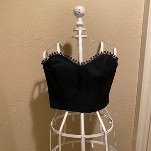 Black Bustier with Blk Beaded Sweetheart Top Edge